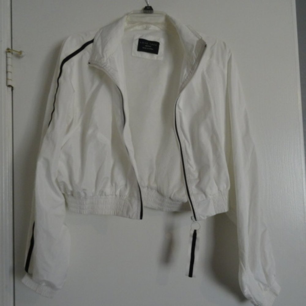 White Windbreaker Crop Top Jacket